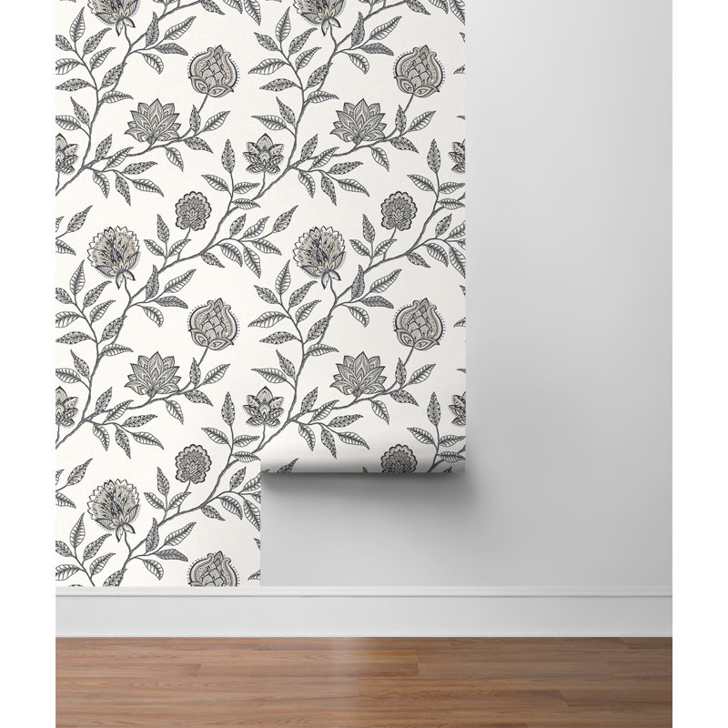 Rouleau de papier peint adhésif L 18 pi x l 20,5 po Mangonia Jaclyn, Gris charbon / grès