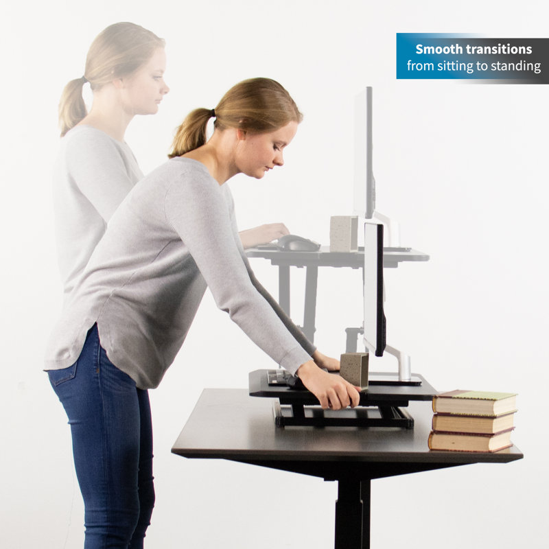 ErgoFlex Black Steel 29" Adjustable Standing Desk Converter