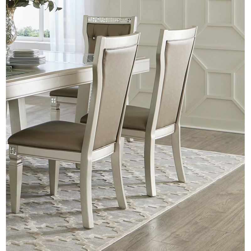 Ensemble de 2 chaises d'appoint de style glamour avec dossier capitonné en acrylique et dossier capitonné à finition champagne