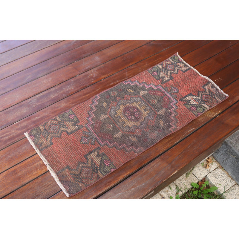 Handmade Turkish Rug In Vibrant Red For Rustic Home Decor With A Vintage Bohemian Touch