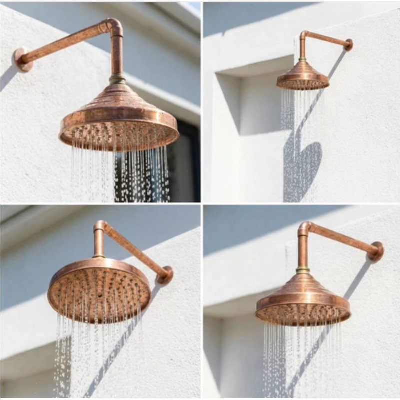 8-Inch Unlacquered Solid Copper Rain Shower Head