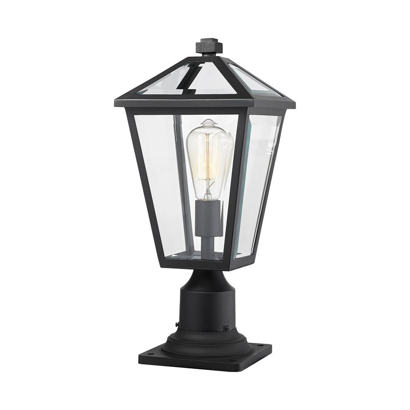 Pier Mount Light, Black, Seeded, 17.5" H x 8.25" W x 8.25" D