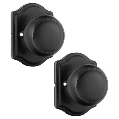 No-Turning Function Matte Black Dummy Door Knobs, Door Handles Pull Function for Closet, French Double Doors 1 Pack/2 Pieces