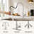 Pull‑Down High‑Arc Single‑Handle Kitchen Sink Faucet with 3‑Function Spray Head and 10‑Inch Deck Plate, Modern Kitchen Faucet,Brushed Nickel-59052246