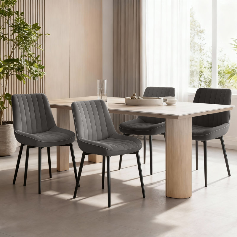 47.5cm H Upholstered Metal Upholstered Back Side Chair, Grey