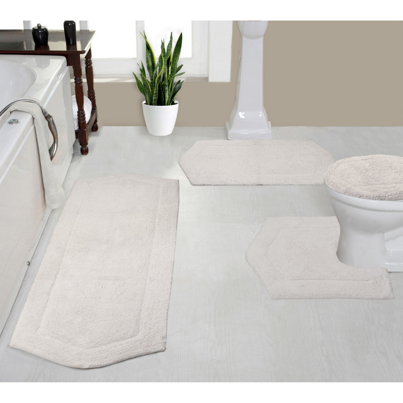 Ensemble de tapis de bain 4 pièces avec couvercle Waterford, séchage rapide, tapis lavables à la machine, absorbant