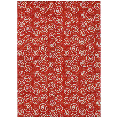 Tapis intérieur / extérieur géométrique lavable 3 pi x 5 pi rouge et ivoire