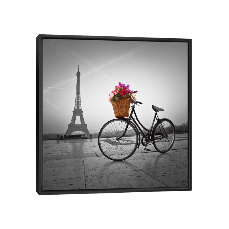 « paris vii », impression sur toile, H 18 po x l 18 po x P 1,5 po, Toile avec cadre noir, Pas de tapis