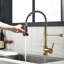 Commercial Black And Gold Kitchen Faucet With Pull Down Sprayer, Single Handle Single Lever Kitchen Sink Faucet