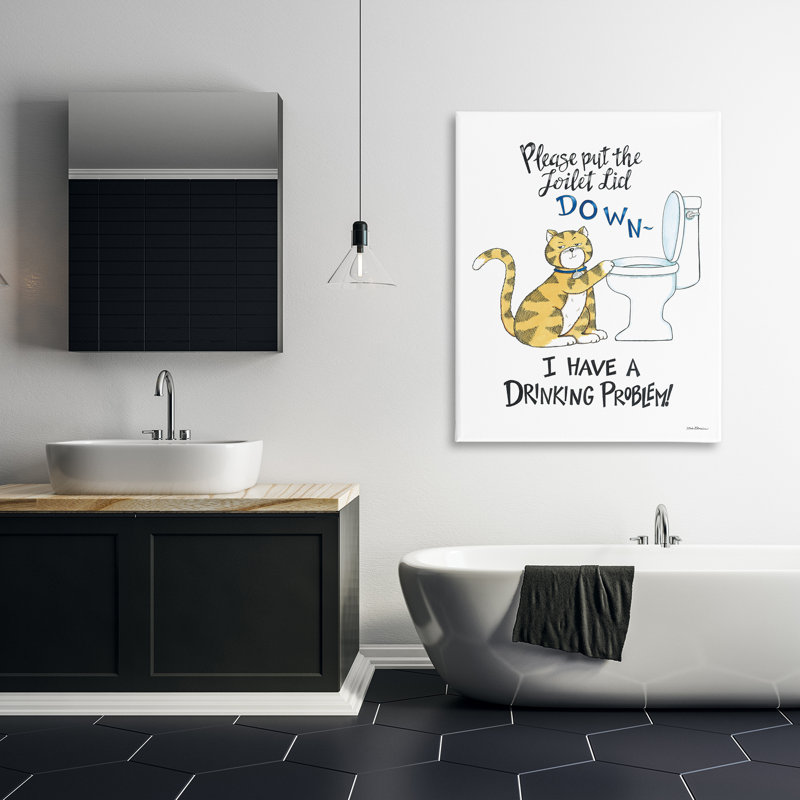 "Drôle de chat et de toilette" par Deb Strain, H 48 po x l 36 po