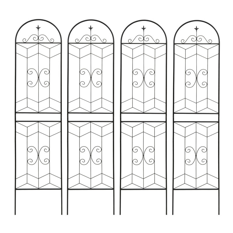 Ensemble de 4 treillis de jardin en métal antirouille de 19,7 po pour plantes grimpantes, H 86,7 po x l 19,7 po
