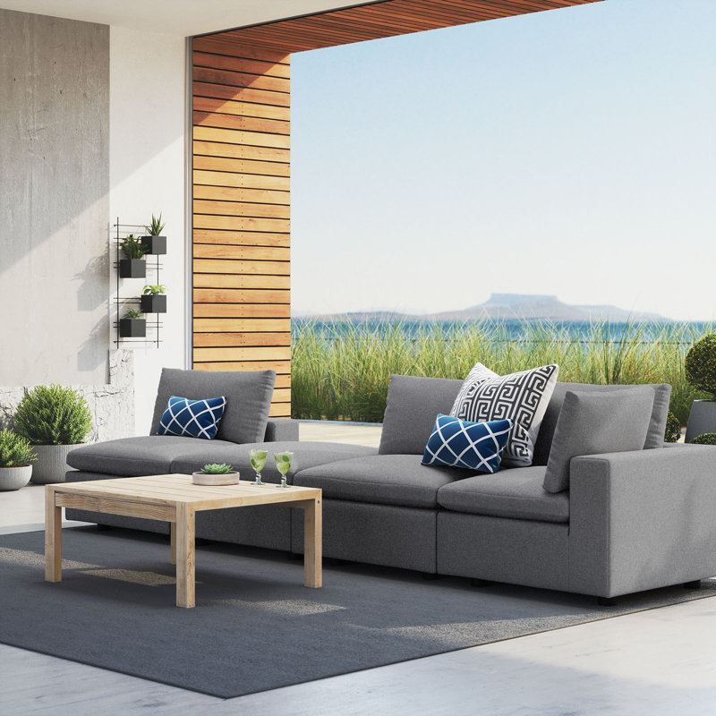 Commix 4-Piece Sunbrella Outdoor Patio Sectional Sofa, Gray