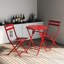 Bistro rouge pliable pour patio - table et chaises en métal 3 pièces et chaises d'extérieur compactes. Fabrication, rouille. Pour l'extérieur. Peu encombrant. Facile à assembler. Supporte 330 lb Idéal bistro