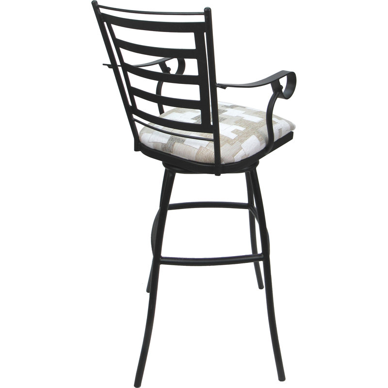 Tabouret de comptoir extérieur d'extérieur 26 po avec accoudoirs, Gris, Tanné
