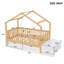 Lit pour tout-petits avec tiroirs de rangement et commode à plateau relevable, lit en bois massif avec barrières de sécurité et barrière, structure de lit de jeu pour enfants, compatible avec les matelas standard pour tout-petits américains