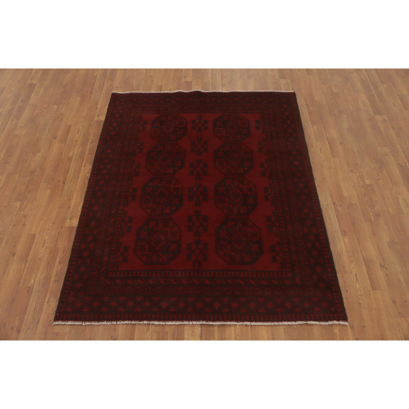 Tapis afghan tribal rouge oriental 5 x 6