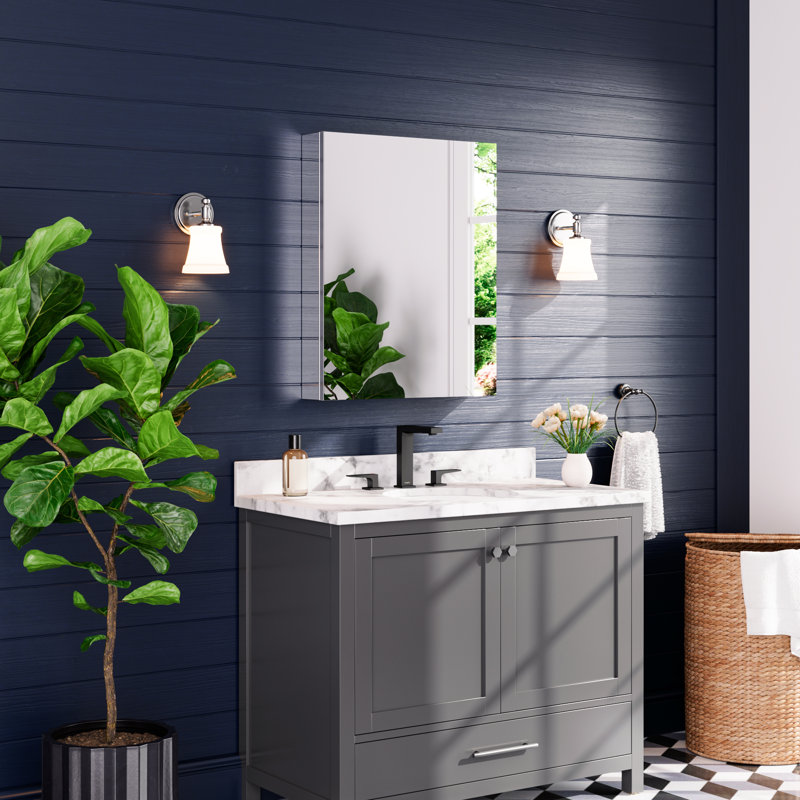 Armoire de rangement murale sans cadre l 24 po x H 30 po avec 3 tablettes réglables, 24"