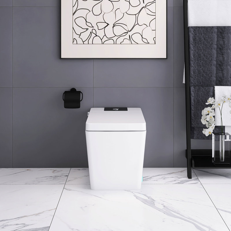 Toilette intelligente en céramique avec siège chauffant, Blanc