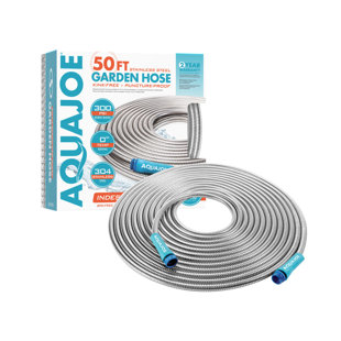 Tuyau de jardin en acier inoxydable fabriqué en spirale robuste Aqua Joe, 50 pieds