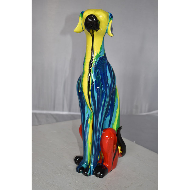 Hiltonia Modern Art of a Greyhound Dog Sitting Statue Made of Resin Size: 7" x 5" x 17"H