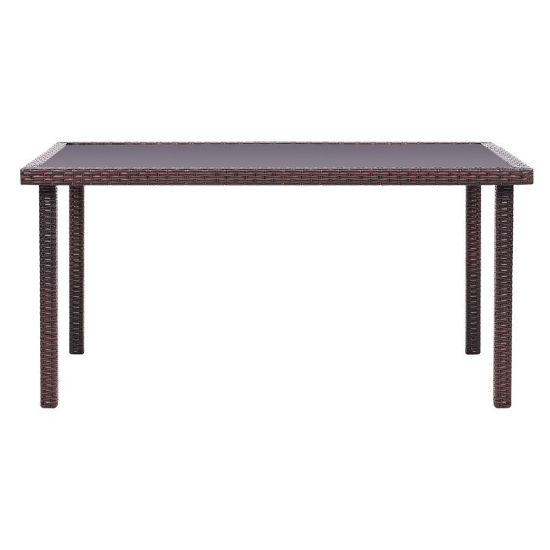 Gethers Rectangular Wicker Outdoor Dining Table , 150cm cm W 90cm cm D, Brown
