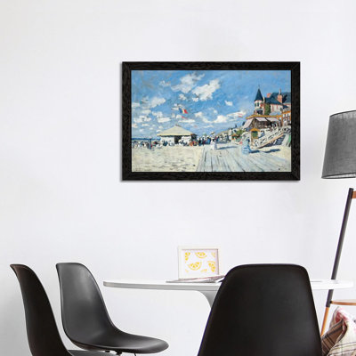 On the Beach at Trouville, 1870 by Claude Monet - 1 Piece Floater Frame Painting on Canvas