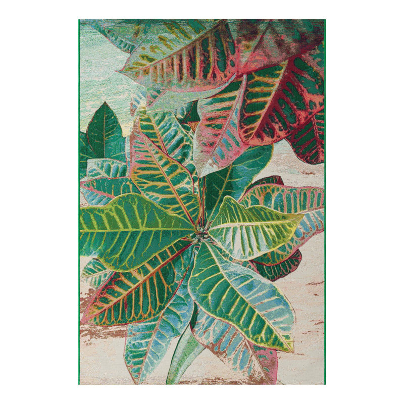 Firman Washable Floral Power Loomed Indoor / Outdoor Area Rug, Rectangle 5'3" x 8'