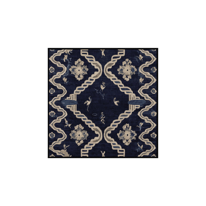 Machine Washable Gray Area Rug, Square 5'