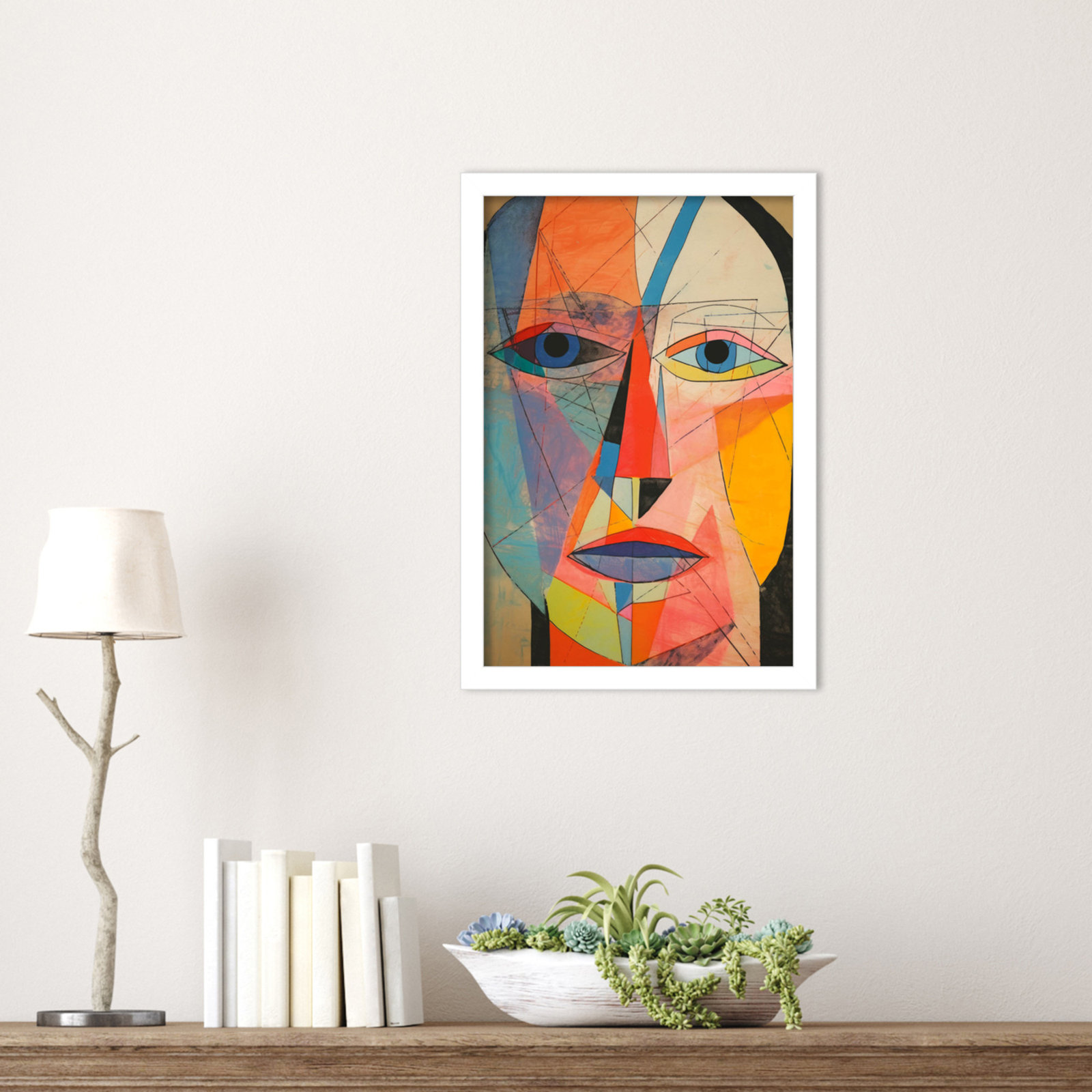 The Face Print by Treechild, White, 17" H x 12" W
