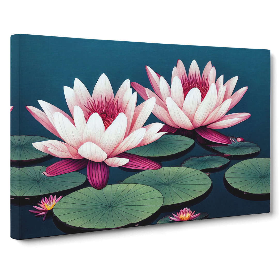 Radiant Water Lily Flowers - Wrapped Canvas