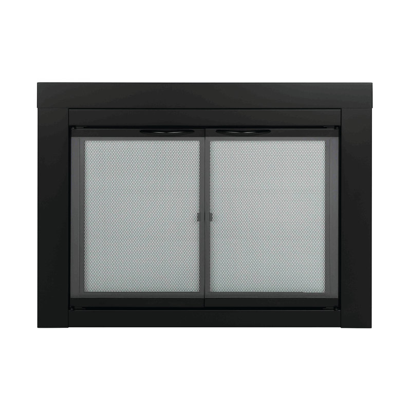 Portes de cheminée en acier de style armoire Abdal, H 31 po x l 43,5 po x P 0,95 po, Noir