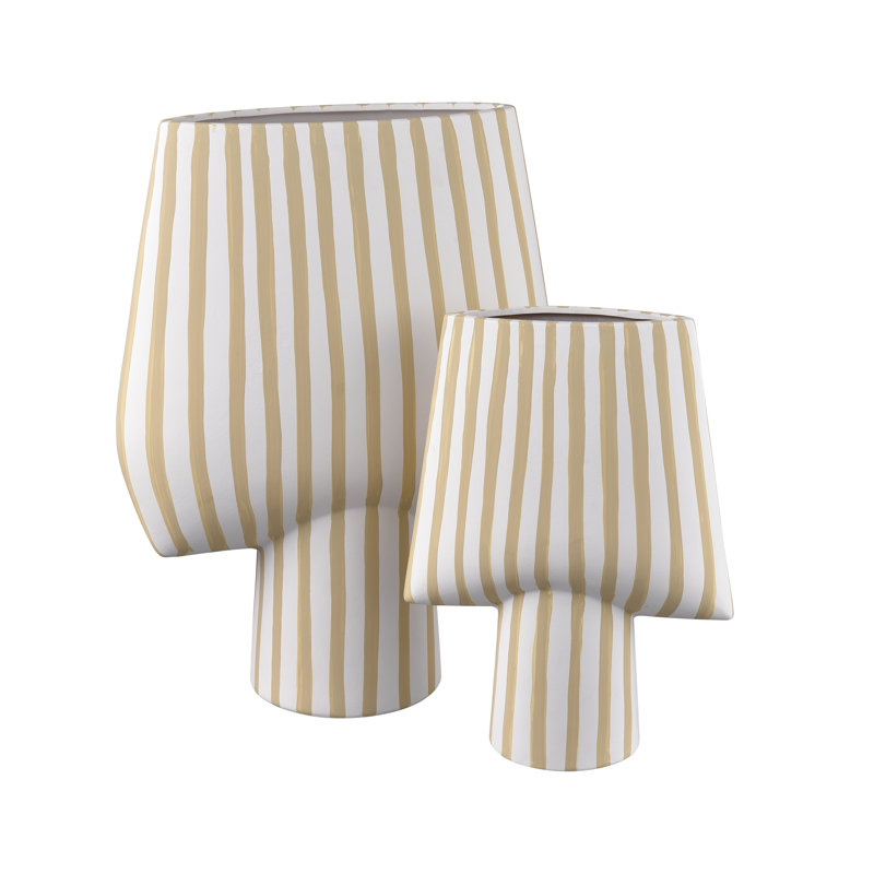 Hawking Striped Vase - Small, White, Striped