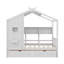 Lit simple en bois sur le thème de la maison avec 2 tiroirs, incluant une étagère de rangement-81332372