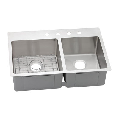 Crosstown 33" x 22" Stainless Steel Double Bowl Dual Mount Kitchen Sink