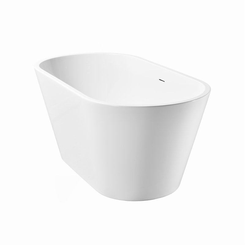 Baignoire autoportante de 60 po en acrylique, baignoire autoportante ovale avec drain chromé Toe-Tap et trop-plein à fente classique, certifié Cupc, blanc brillant