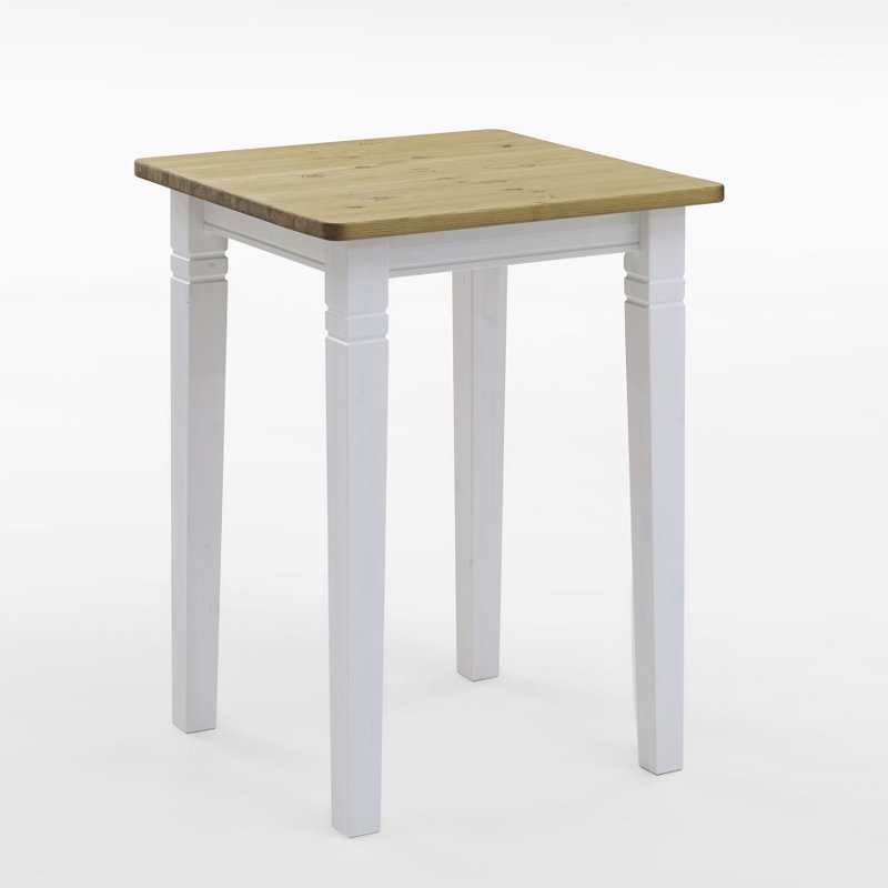 Polebridge Solid Wood Base Dining Table, White/Leach-coloured