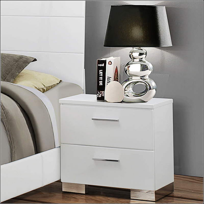 Table de chevet 2 tiroirs Dulcey White