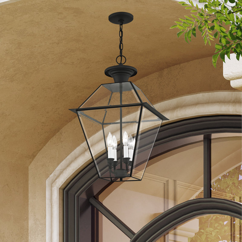 Boto Outdoor Hanging Lantern, Black, 24.5" H x 15" W x 15