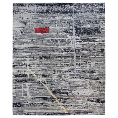 Fusion One-of-a-Kind Rectangle 8' X 10' New Age Wool Area Rug in Gray/Charcoal/Red