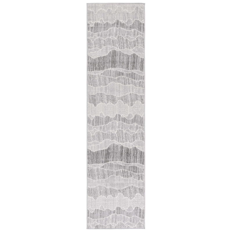 Loanne Temple Bcf/Jute/Latex/Overlock Abstract Rug in Gray, Runner 2'2" x 8'