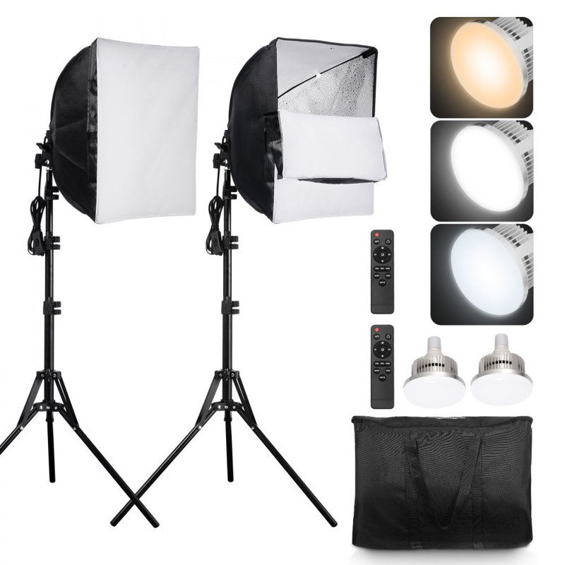 Ensemble d'éclairage Softbox 16 po x 16 po 3000-6500K réglable pour le tir