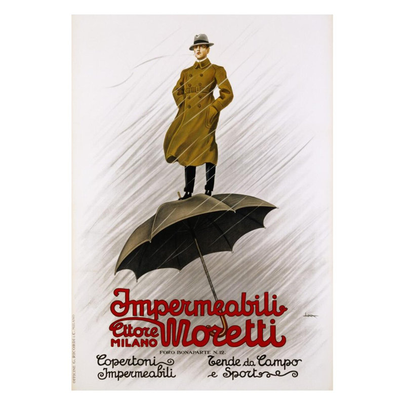 «Impermeabili Moretti Umbrella» par Leopoldo Metlicovitz - estampe numérique, H 28 po x l 22 po