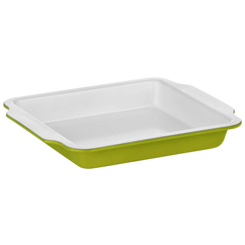 Symple Stuff Ecocook Square Steel Baker Bakeware, Green/White