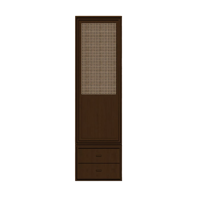 Armoire chic en rotin à deux tiroirs, Brun