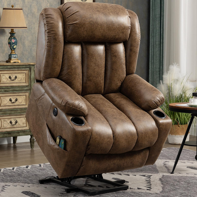 Fauteuil inclinable électrique lève-personne rembourré, Microfibre/microsuède brun