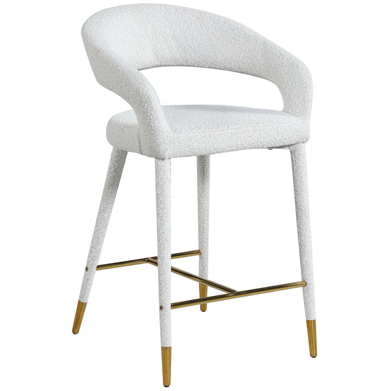 Tabouret de comptoir 26,5 po Destiny, Tissu bouclé, Crème