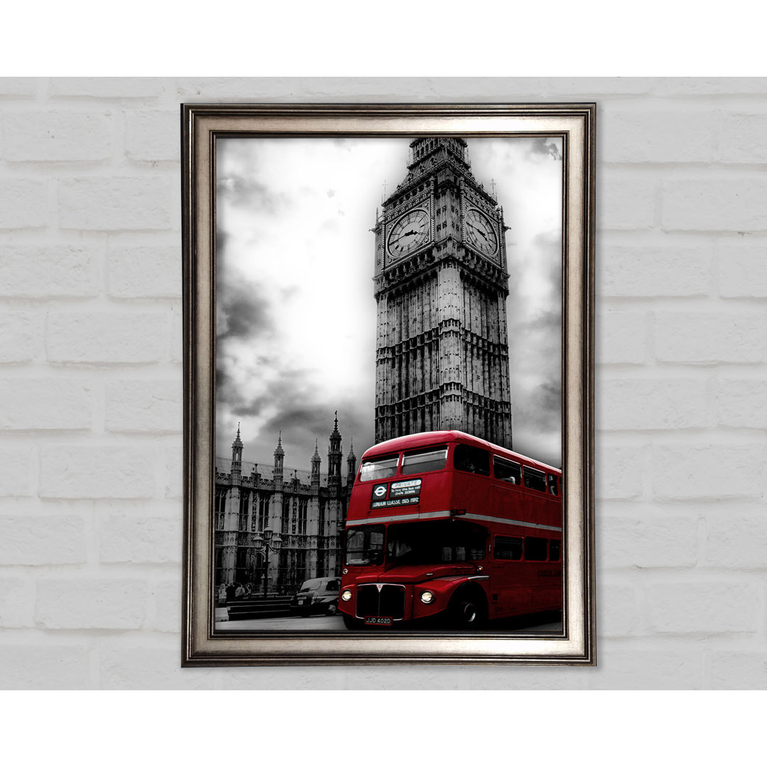 Roter Londoner Bus Big Ben B N W - Einzelner Bilderrahmen Kunstdrucke