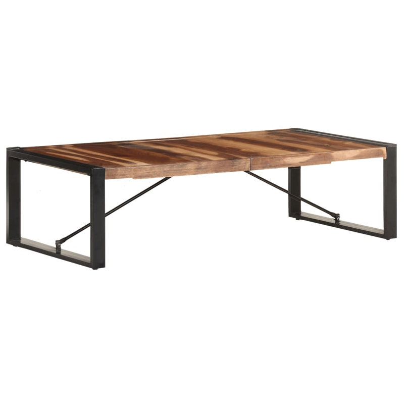 Danville Coffee Table Solid Wood, 40cm H x 140cm W x 70cm D, Dark Brown, Black