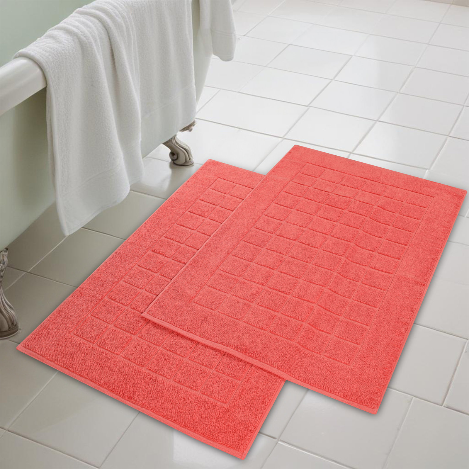 Cotton Bath Mat, Coral