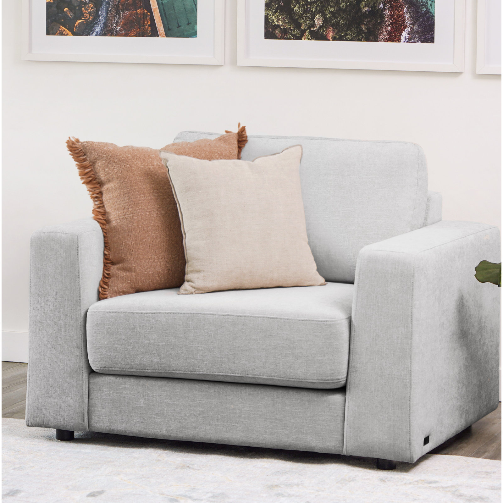44" W Polyester Armchair, Gray 100% Polyester